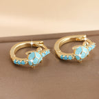 Vintage Turquoise Turtle Round Hoop Earrings