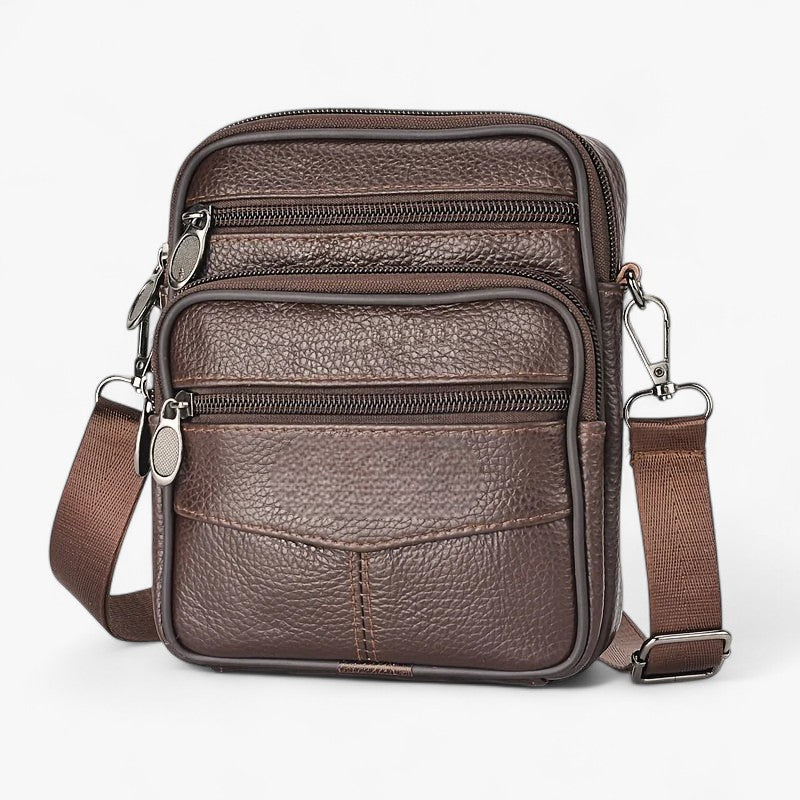 Men's Vertical Multifunctional Leather Crossbody Bag