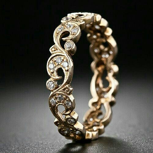 Openwork Ivy Scroll Gold-Tone Band with Zirconia
