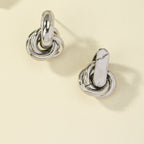Silver-Plated Geometric Interlocking Hoop Earrings