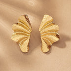 Textured Gold-Tone Fan Stud Earrings
