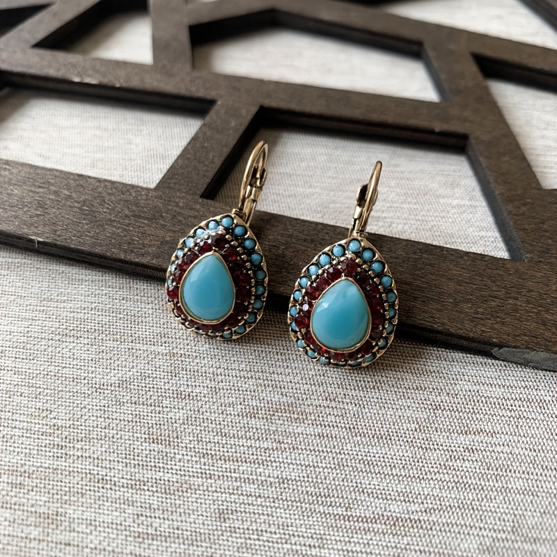Vintage Teardrop Halo Drop Earrings in Three Colours