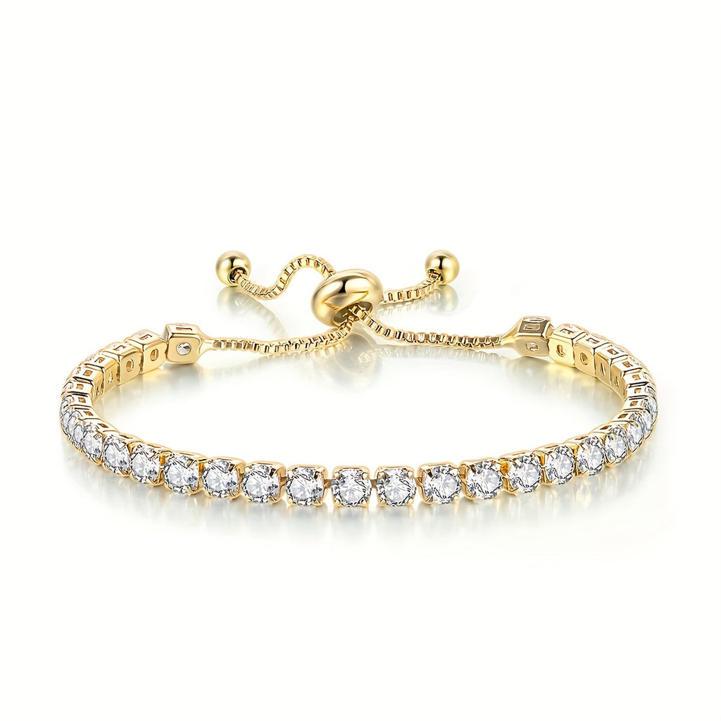 Adjustable Gold-Plated Zirconia Tennis Bracelet