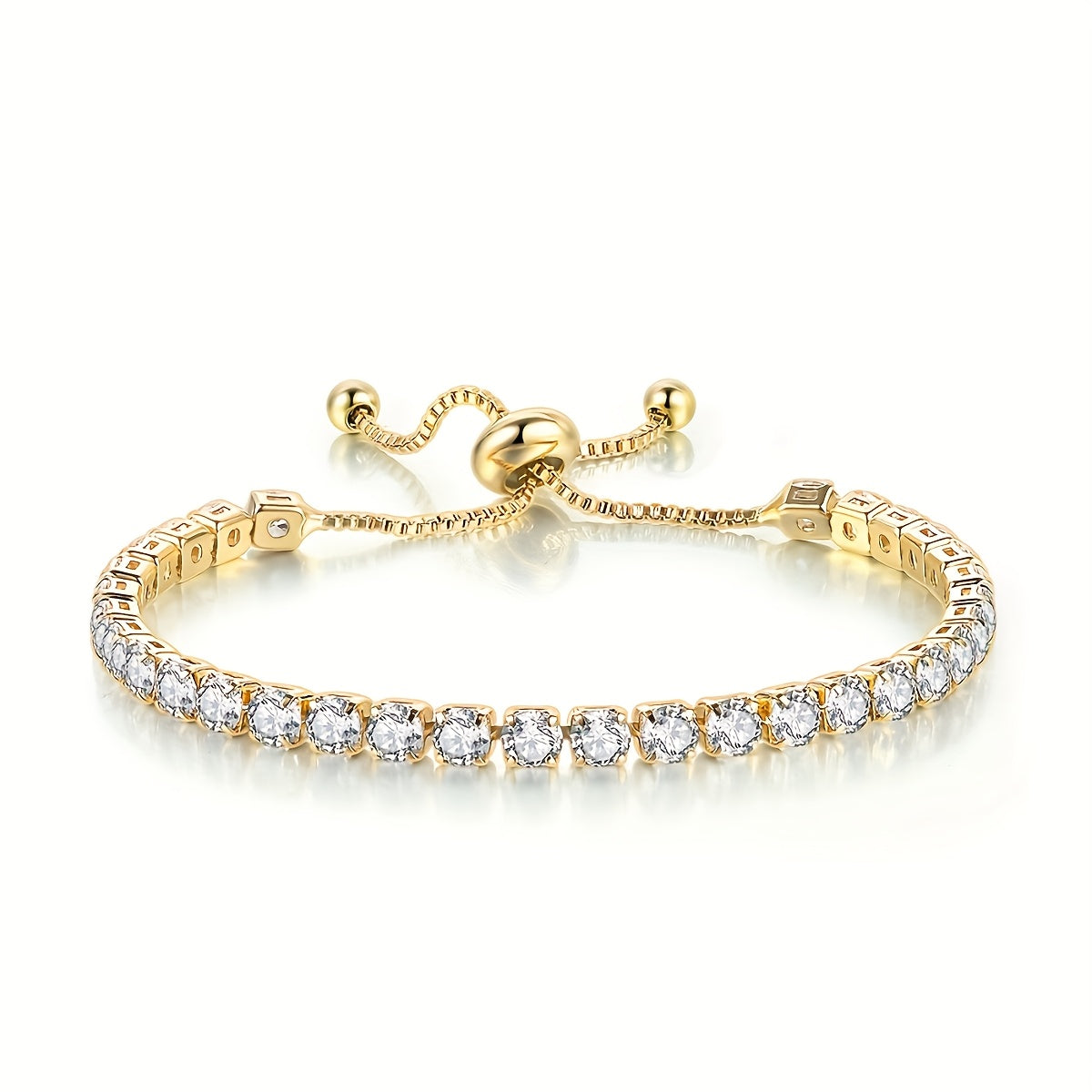 Adjustable Gold-Plated Zirconia Tennis Bracelet