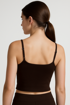 Geribbelde katoenen tanktop met spaghettibandjes en nauwe snit