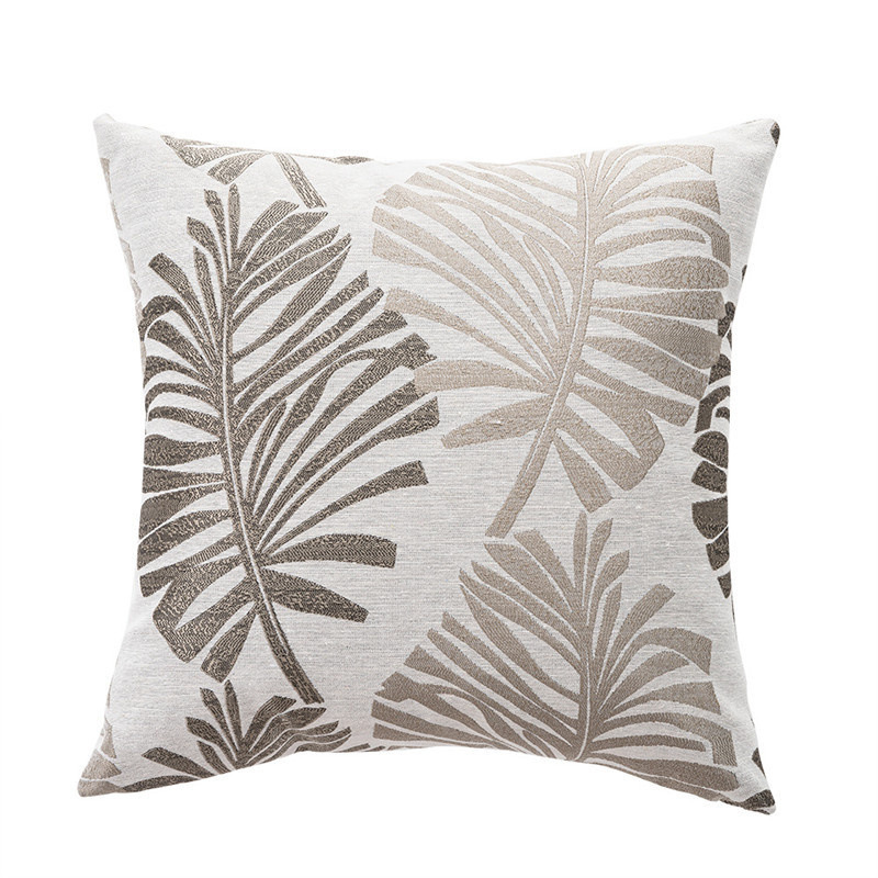 Linen Cushion Cover – Printed Leaf Decorative Pillow Cover for Sofa & Bed