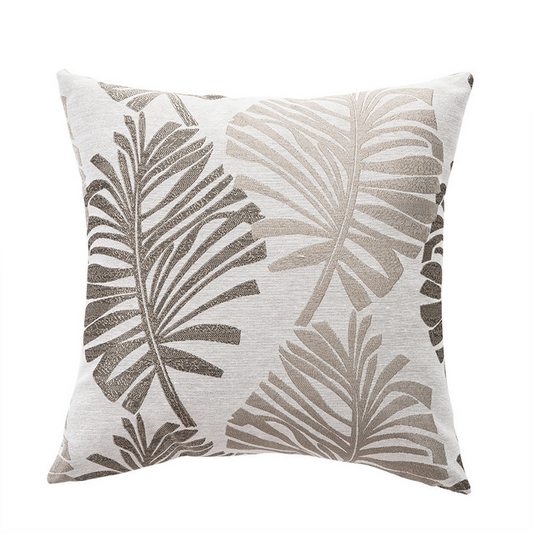 Linen Cushion Cover – Printed Leaf Decorative Pillow Cover for Sofa & Bed