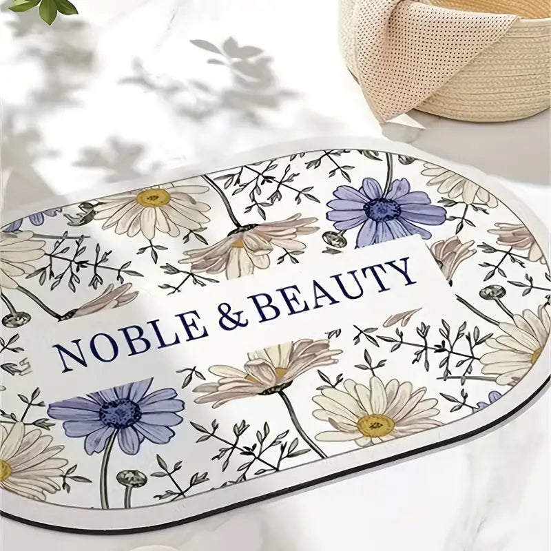 Floral Diatom Mud Bathroom Mat – Non-Slip, Decorative, 40x60cm