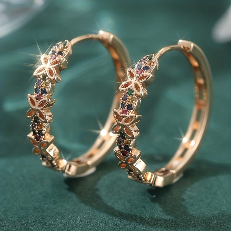 Bohemian Multicolour Zirconia Floral Butterfly Earrings
