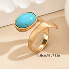 Bohemian Turquoise Gold-Plated Open Band Ring
