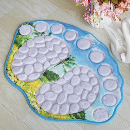 Cobblestone Embossed Non-Slip Bathroom Rug – Polyester, 39x59cm