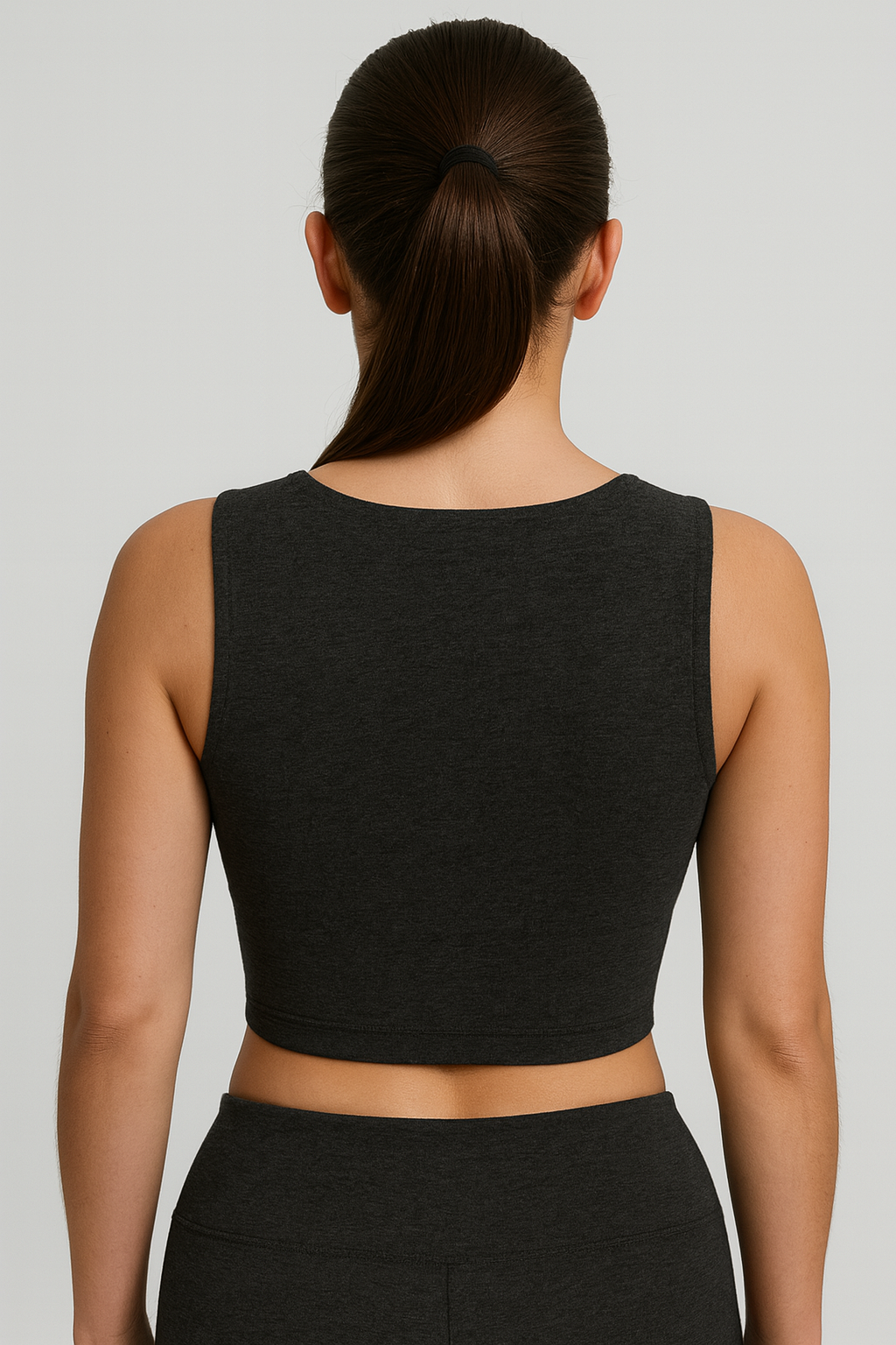 Croptop met vierkante hals in een katoen-modal stretchmix