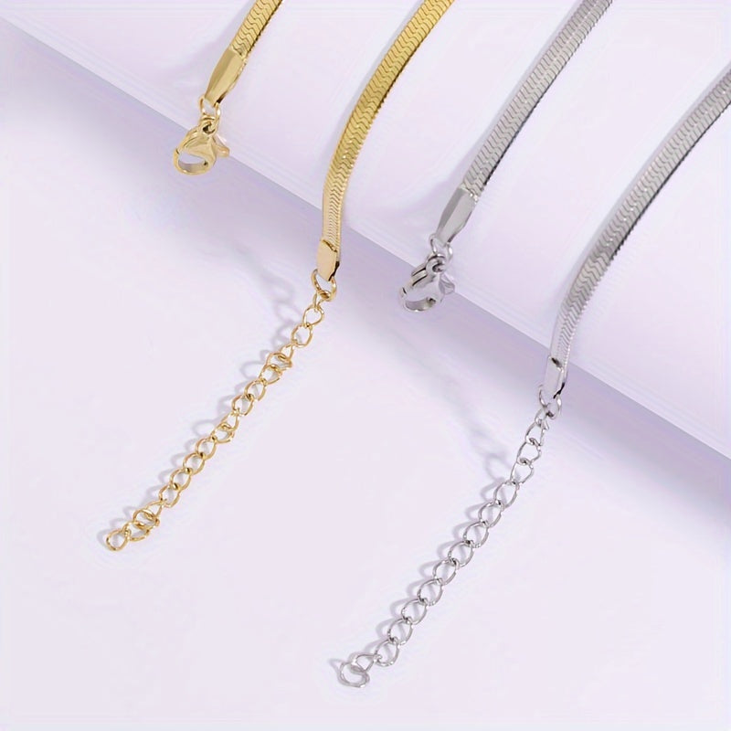 Stainless Steel Snake Chain Necklace in Three Lengths