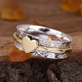 Bohemian Two-Tone Heart Spinner Band Ring