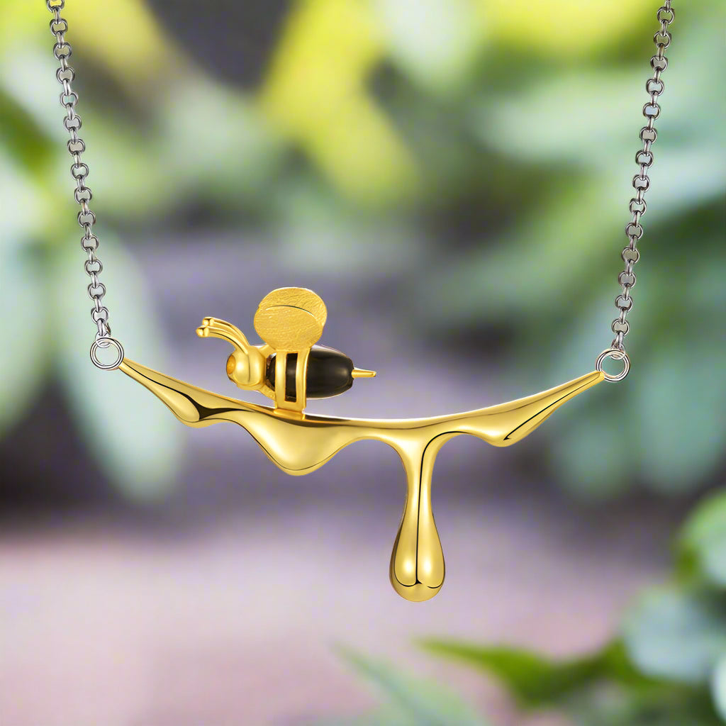 Dripping Honey and Bee Necklace