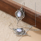 Vintage Bohemian Moonstone Leaf Drop Earrings