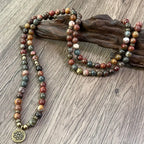 Lotus Charm Polychrome Jasper Multi-Layer Bracelet