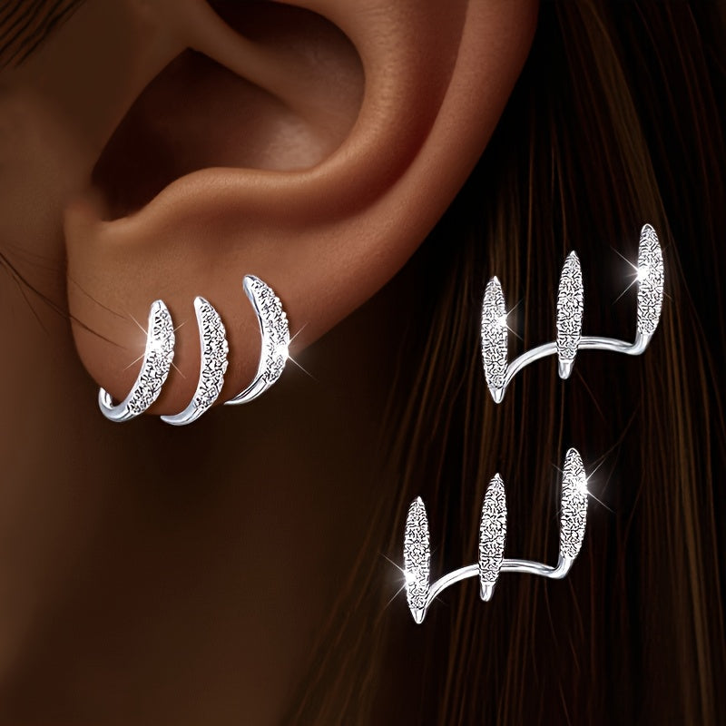 Three-Prong Rhinestone Earrings