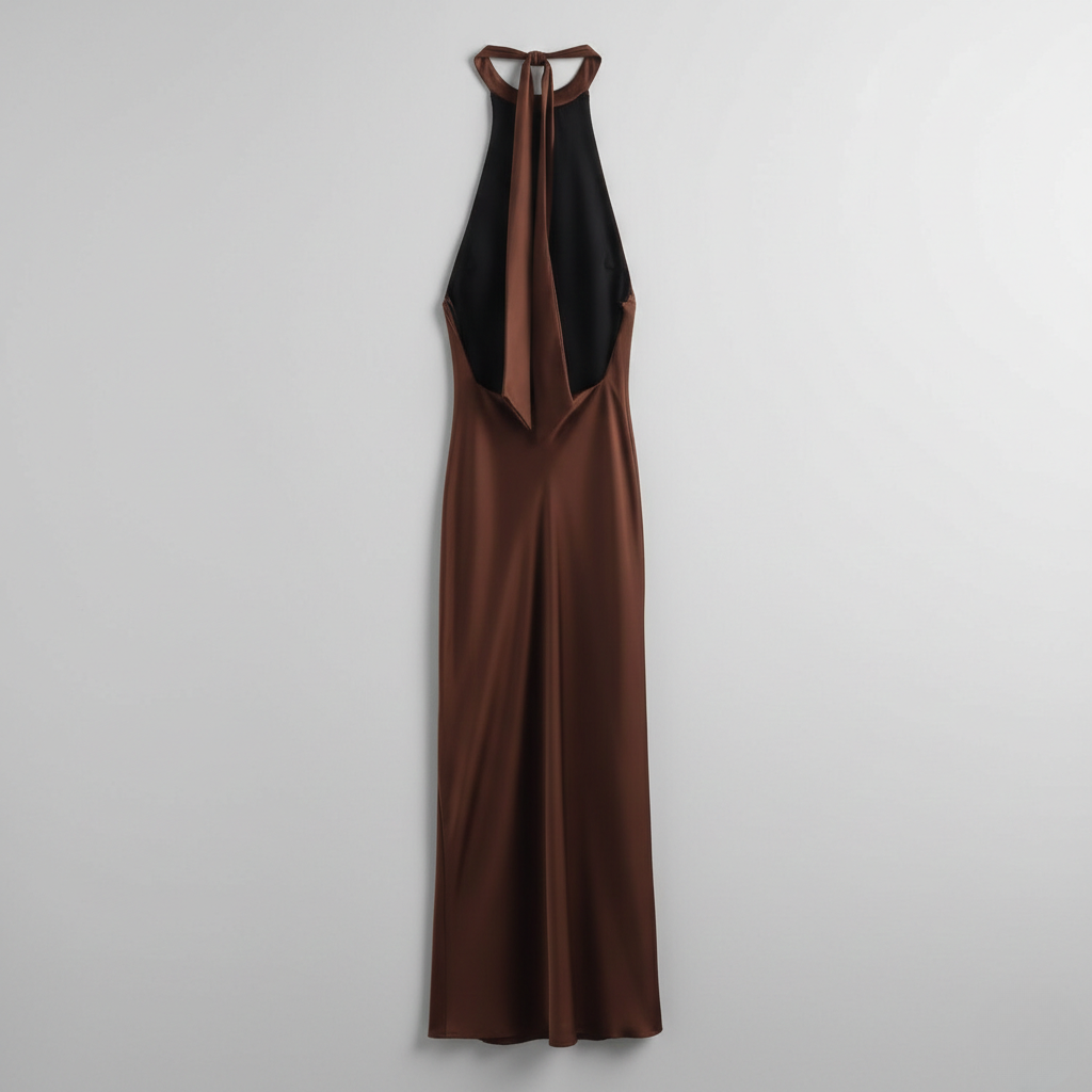 Halter Neck Open-Back Straight Maxi Dress