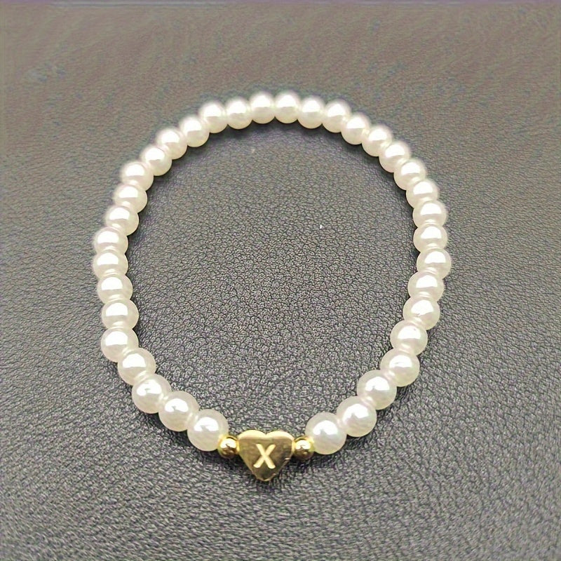 Armband met hart en initiaal van A tot Z