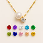 Ketting met geboortesteenhanger van parel en zirkoon