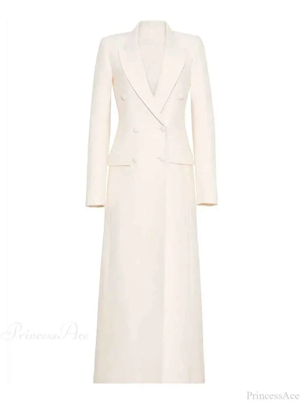 Extra-Long Coat with a Detachable Collar and Buckle Straps