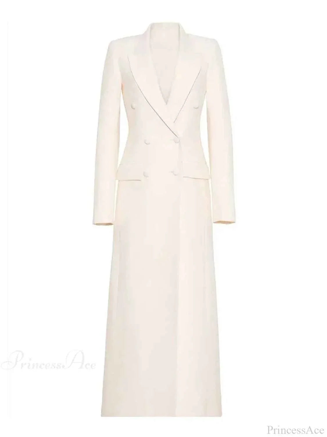 Extra-Long Coat with a Detachable Collar and Buckle Straps