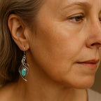 Vintage-Style Blue Opal-Look Leaf Filigree Earrings