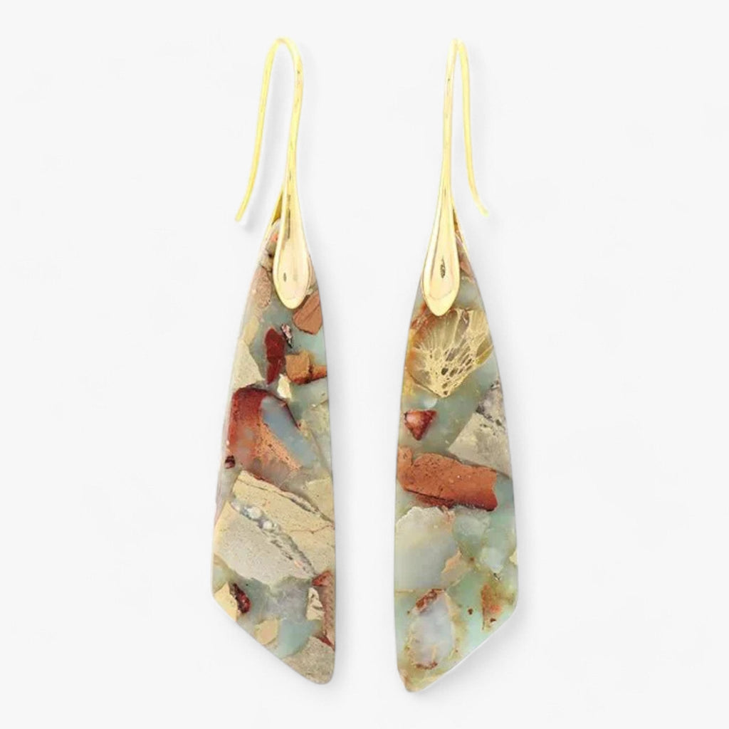 Geometric Gemstone Earrings in Mixed Tones