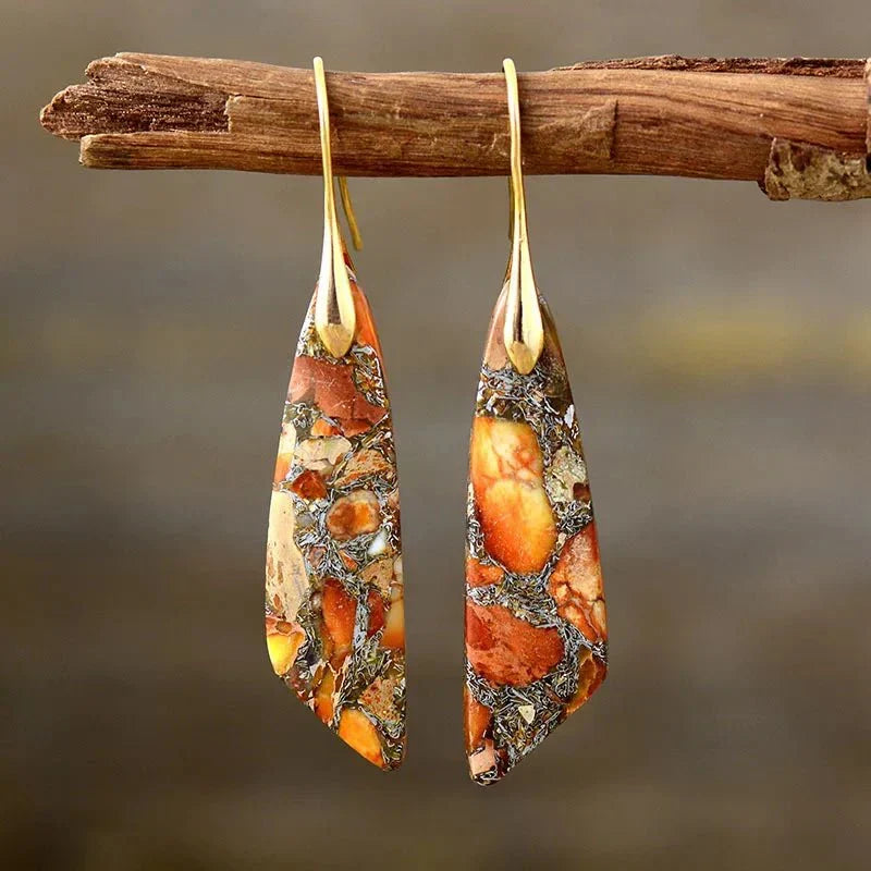 Geometric Gemstone Earrings in Mixed Tones