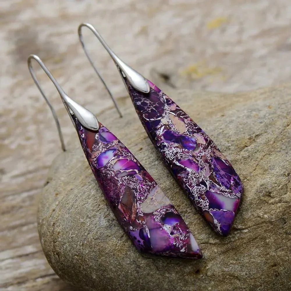 Geometric Gemstone Earrings in Mixed Tones