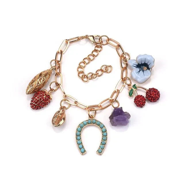 Bohemian Beaded Charm Bracelet with Mixed Detail