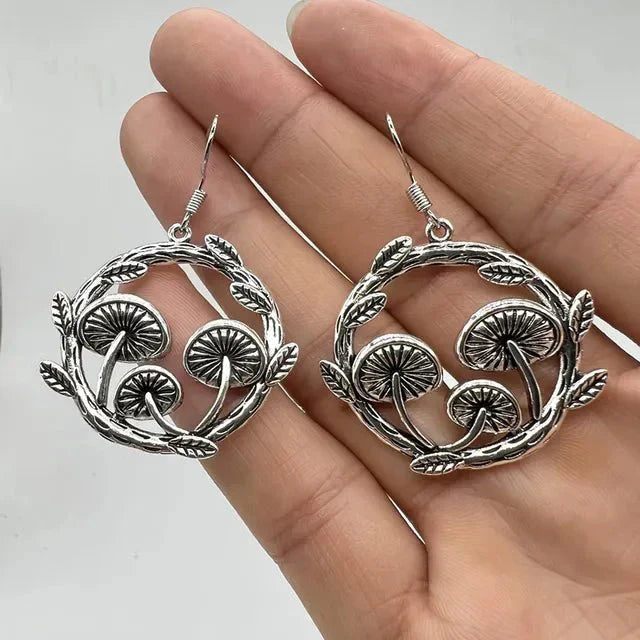 Mushroom Drop Earrings with Bohemian Detailing