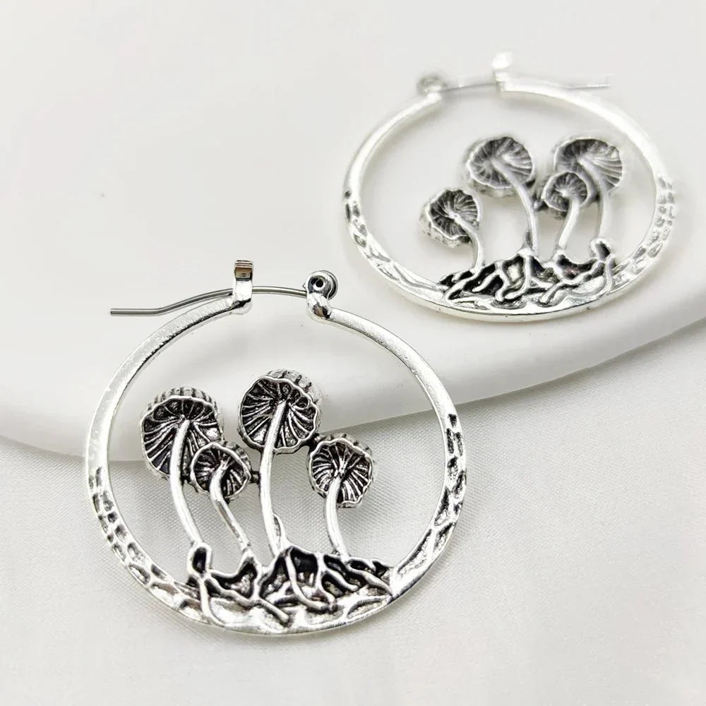 Mushroom Drop Earrings with Bohemian Detailing
