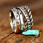 Bohemian Aztec Wide Band Silver-Tone Ring