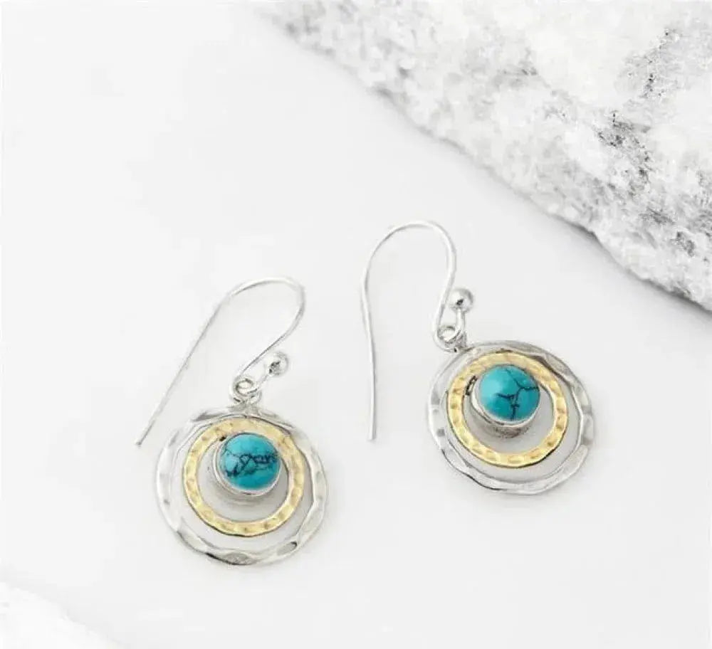 Boho Saturn Earrings with Turquoise Stone