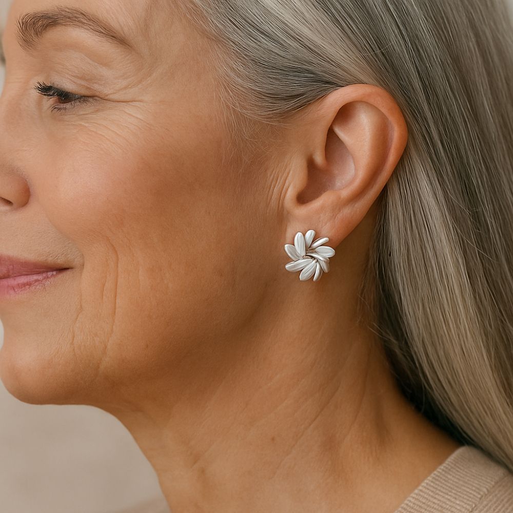Opal-Look Circle Bloom Earrings