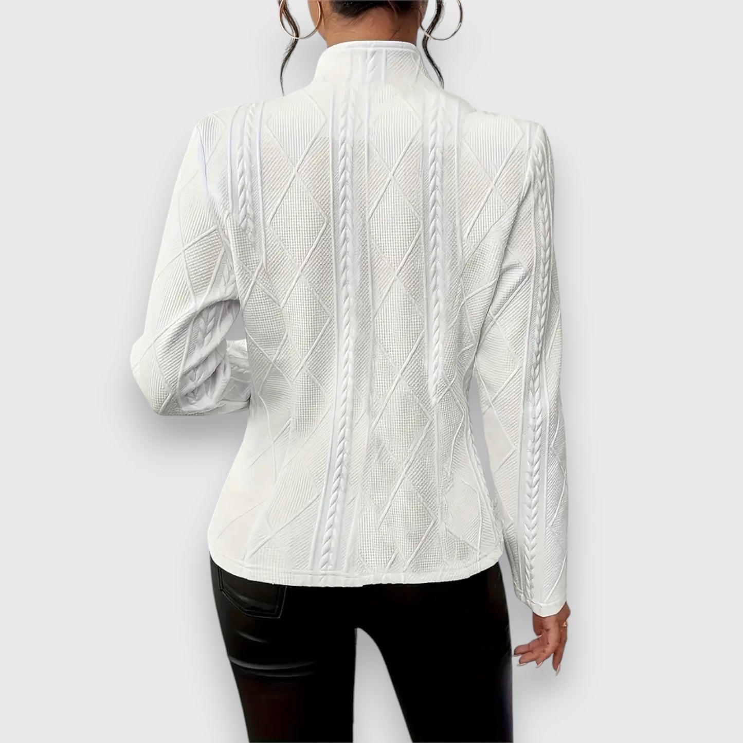 Briseis Women's Mock Neck Cable Knit Sweater Top
