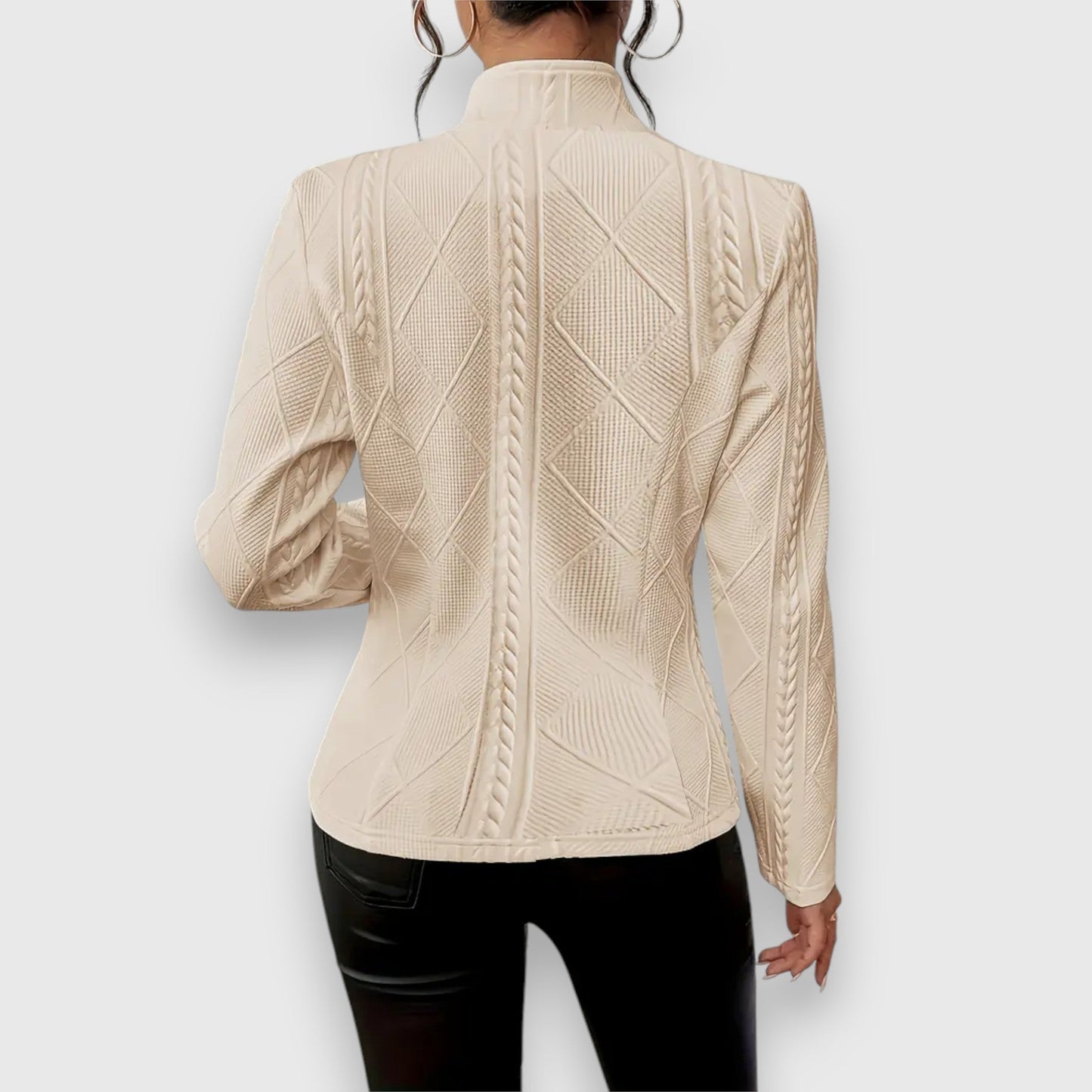Briseis Women's Mock Neck Cable Knit Sweater Top