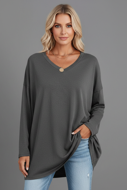 Brixton Women's V Neck Relaxed Fit Long Sleeve Top