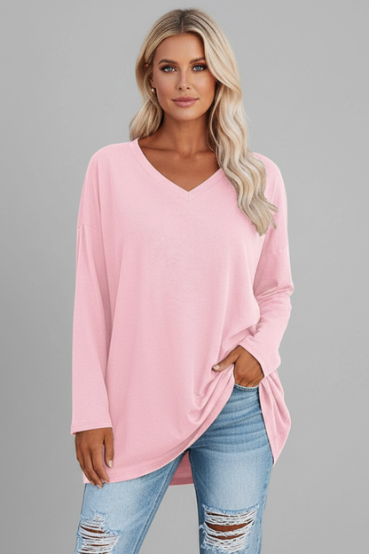 Brixton Women's V Neck Relaxed Fit Long Sleeve Top