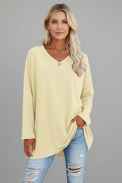Brixton Women's V Neck Relaxed Fit Long Sleeve Top