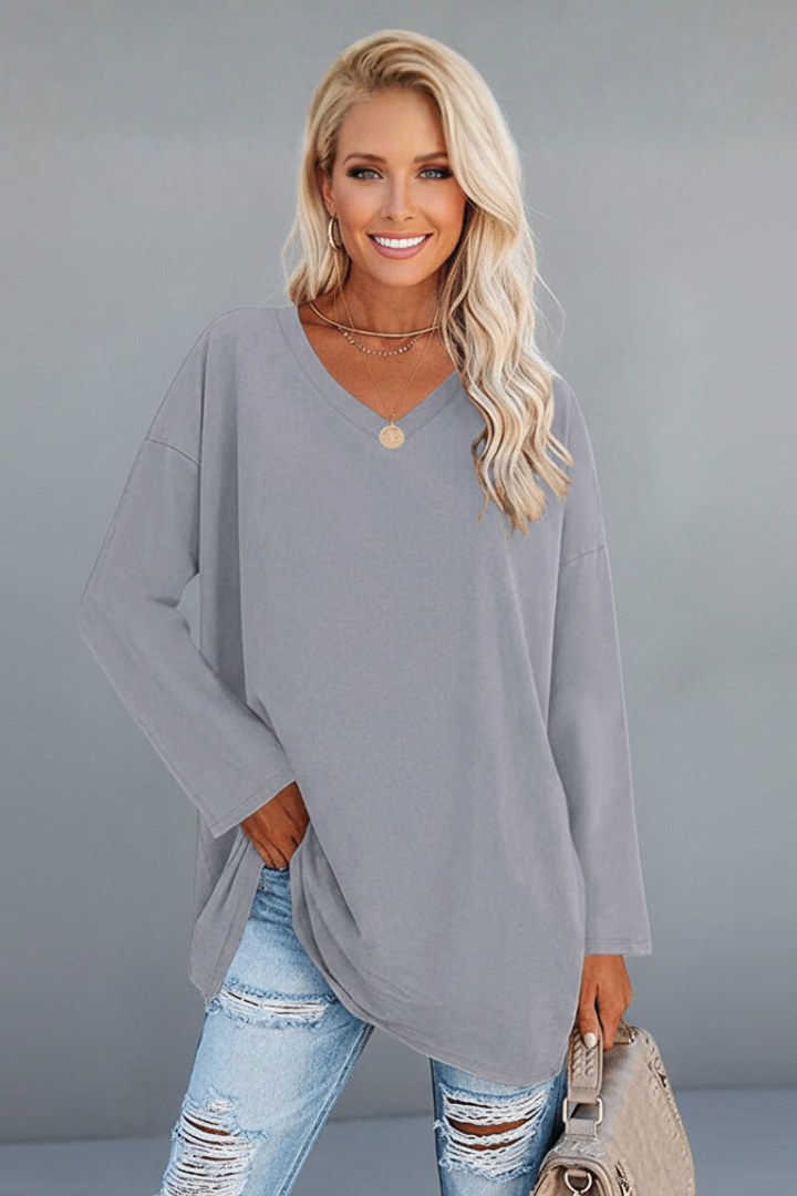 Brixton Women's V Neck Relaxed Fit Long Sleeve Top