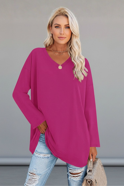 Brixton Women's V Neck Relaxed Fit Long Sleeve Top