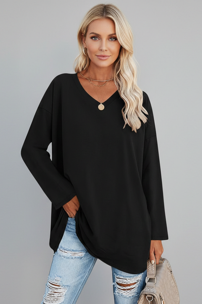 Brixton Women's V Neck Relaxed Fit Long Sleeve Top