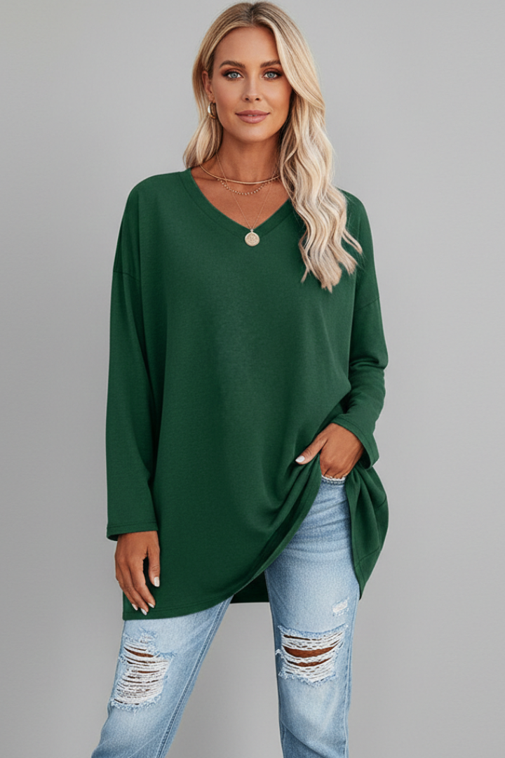 Brixton Women's V Neck Relaxed Fit Long Sleeve Top
