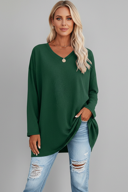 Brixton Women's V Neck Relaxed Fit Long Sleeve Top