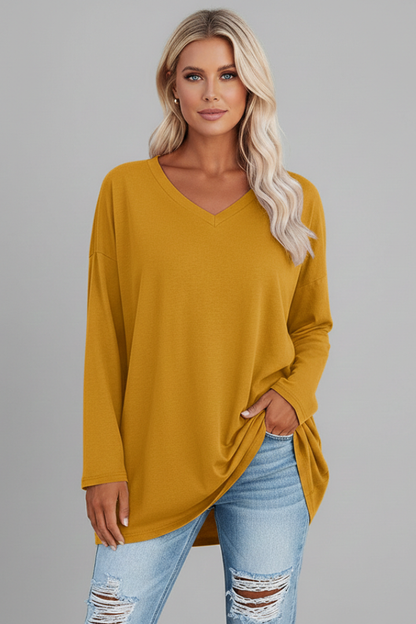 Brixton Women's V Neck Relaxed Fit Long Sleeve Top