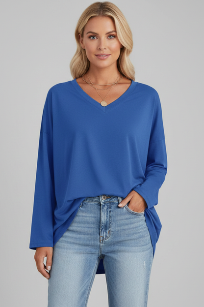 Brixton Women's V Neck Relaxed Fit Long Sleeve Top