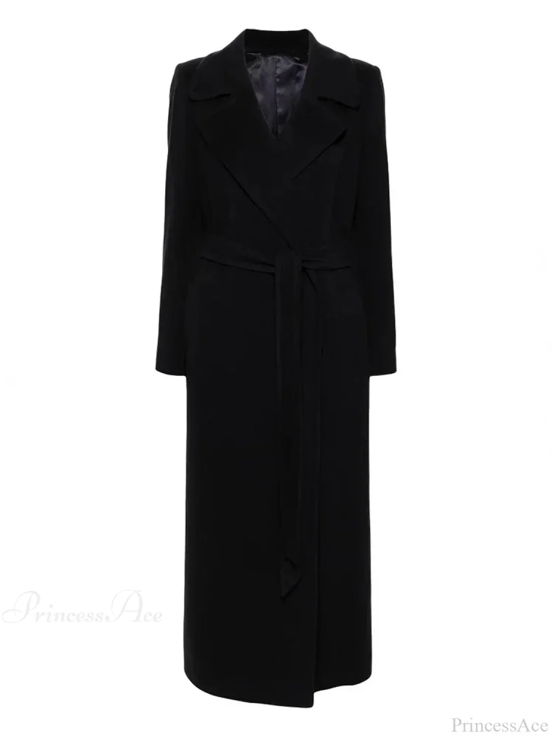 Slim-Fit Twill Coat with a Turn-Down Lapel and Tie Belt